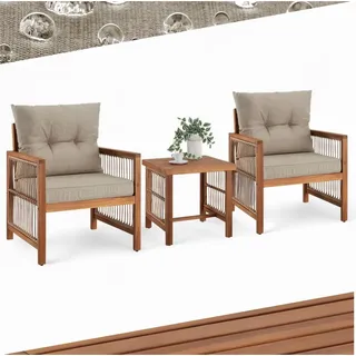 Tectake tectake® Lounge-Set massives Holzgestell mit Polyrattan im Rope-Design,