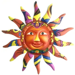 SagaSave Wanddeko Sonne 12,8 x 12,8 x 0,39 Inch Metal Wall Sun Decor Gelb/Orange/Lila 3D Kupfer Eisen Innen Außen Garten Geschenk Idee Wandschmuck Wand Deko Dekoration 1 Stück