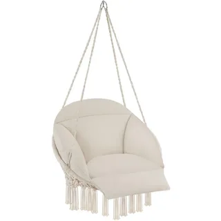tectake Hängesessel Samira, 80 x 81 x 139 cm, beige , Beige , Kunststoff , Baum/Pflanze/Natur , 80x139x81 cm , Gartenmöbel, Gartenschaukeln, Hängesessel