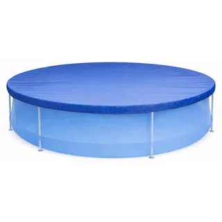 Happy People Poolabdeckung Rund Stahlrahmenpool 366 cm Abdeckplane Poolplane 400 cm Gummizug - Blau