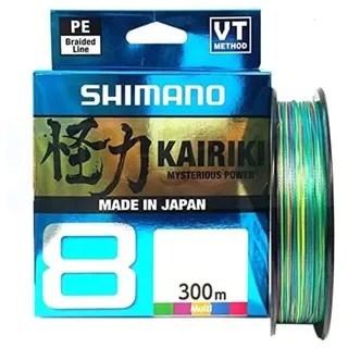 Shimano Fishing Schnur Kairiki 8, 300 m, 0,215 mm, 20,8 kg, Mehrfarbig
