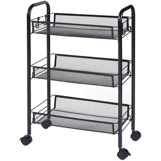 [en.casa] Rollwagen Tromsø Servierwagen mit 3 Ebenen 63x44x26cm Schwarz - Schwarz