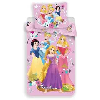 Disney Prinzessinnen Leinen Rosa 140 x 200 cm + 70 x 90 cm