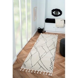 Myflair Möbel & Accessoires Hochflor-Läufer »Moroccan Drawline«, rechteckig, 24 mm Höhe, modern, marokkanisches Design, flauschig weich durch Hochflor schwarz-weiß