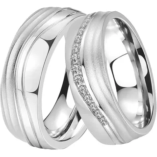 DOOSTI Trauring »Schmuck Geschenk Edelstahl Trauring Ehering Partnerring LIEBE« wahlweise mit oder ohne Zirkonia, silberfarben