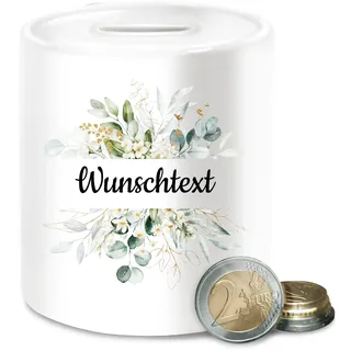 Spardose - Aufdruck selbst gestalten - Wunschtext Text I eigener Text - Unisize - Weiß - spardosen für die Beste Freundin trinkgeldkasse personalisierte Blumen sparbüchsen kaffeekasse arztpraxis