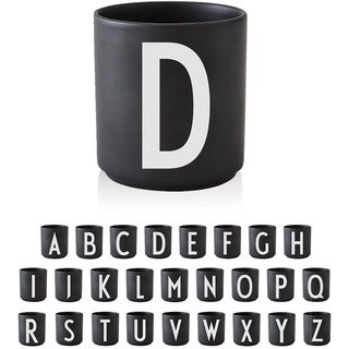 Design Letters Buchstaben Porzellan Kaffeetasse A-Z Schwarz | Weihnachten dekoration | Weihnachtsgeschenke für Frauen, Männer | Dekorativ Design Tasse in Premium Porzellan mit eingravierter Buchstabe