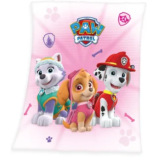 Paw Patrol Herding Paw Patrol Kuscheldecke, 130 x 160 cm, Weicher Polyester, Rosa