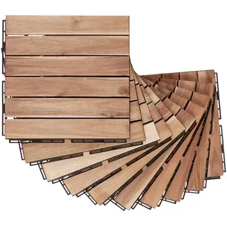 casa.pro Klickfliesen-Set 10 Tlg. Alliste , Naturfarben , Holz , 30x1.9x30 cm , Teppiche und Böden, Terrassenböden & Balkonböden, Terrassenfliesen