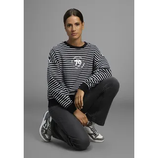 Sweatshirt KANGAROOS, Damen, Gr. 36/38, schwarz, Sweatware, Obermaterial: 80% Baumwolle, 20% Polyester, oversize, Rundhals, Rippbündchen, Sweatshirts Sweatshirt, im Oversize Look mit schimmerndem Frontprint