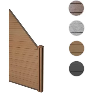 WPC-Sichtschutz Sarthe, Windschutz Zaun, WPC-Pfosten ~ Erweiterungselement schräg rechts, 0,98m teak