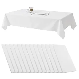 NAMYEUT 15 Stück Einweg Tischdecke Weiß 137x274cm, Plastiktischdecke Wasserdicht Tischdecken, weiße Rechteckig Tischtuch Party Tischdecke für Outdoor, Geburtstag, Hochzeit