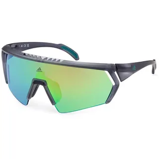 adidas Sport SP0063 Herren Sonnenbrille, Sportliche, Schlanke und Leichte Sonnenbrille, Maskenform, Spiegelgrüne Gläser, Grau