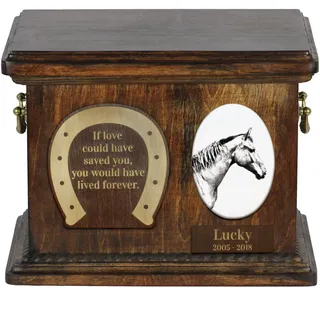 Selle Francais - Eine Urne für die Asche eines Pferdes, eine Urne für ein Pferd mit Foto, personalisierte Tierasche-Box von Art-Dog.