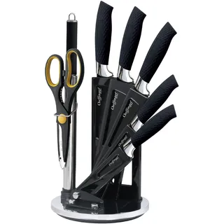 Cheffinger 8tlg. Messerset Kochmesser schwarz
