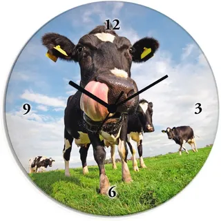 ARTland Wanduhr Holstein-Kuh mit gewaltiger Zunge wahlweise mit Quarz- oder Funkuhrwerk, lautlos ohne Tickgeräusche, blau