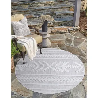 Carpet City Santorini 411 Outdoor-Teppich Ø 200 cm Grau
