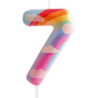 Kerzen zum 7. Geburtstag, Nummer 7, Rosa, Regenbogen-Motiv, für Geburtstag, Party, Wolke, Regenbogen-Thema, bezauberndes Design für Babys, Mädchen, Jungen, Geburtstag, Kuchendekoration, Abschlussfeier