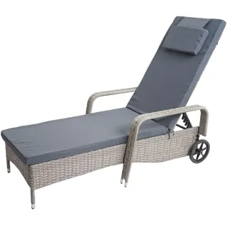 MCW Poly-Rattan Sonnenliege 71 x 108 x 197 cm grau/dunkelgrau