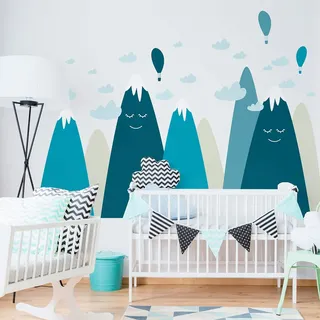 Wandtattoos für Kinder – Dekoration für Babyzimmer – selbstklebend, riesig Wandtattoo für Kinder, skandinavische Berge – 70 x 105 cm