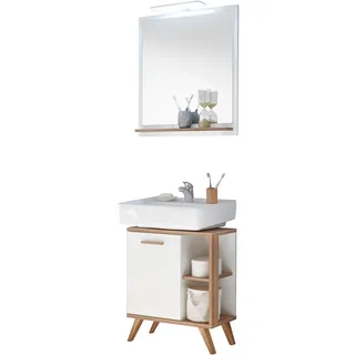 Saphir Badmöbel-Set »Quickset 2-teilig, Waschbeckenunterschrank mit LED-Spiegel« 3 Stk. tlg., weiß