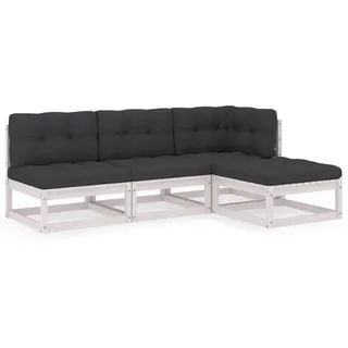 vidaXL 4-tlg. Garten-Lounge-Set mit Kissen Kiefer Massivholz - Weiß