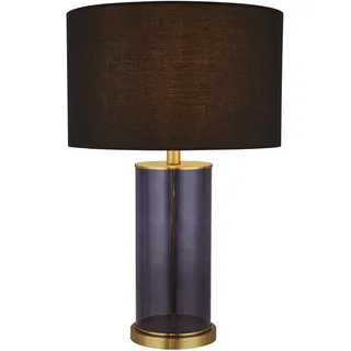 Tischlampe Tischleuchte E27 Blau Schwarz Gold 52,5 cm Glas Nachttisch Wohnzimmer