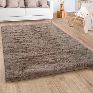 Paco Home Hochflor-Teppich »Silky 591« rechteckig 37 mm Höhe Uni-Farben, besonders weich und kuschelig, grau