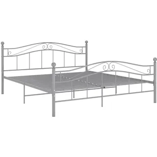 vidaXL Bett mit Lattenrost Metallbett Bettgestell Doppelbett Schlafzimmerbett Ehebett Bettrahmen Schlafzimmermöbel Grau Metall 160x200cm