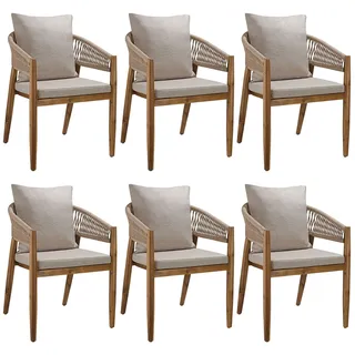 Tectake Manacor Gartenstuhl 59 x 84 x 32 cm beige 6 St.