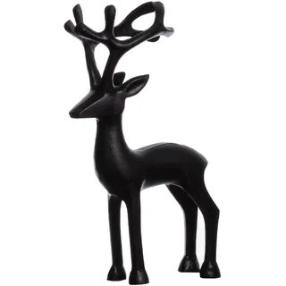 Brandsseller Dekofigur Rentier Weihnachtsdeko Deko Hirsch Aluminium Schwarz 15 cm hoch