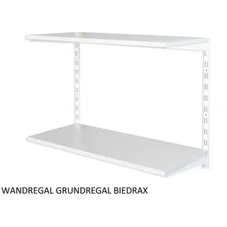 Biedrax Wandregal - Grundregal 40 x 80 x 50 cm, Farbe weiss - 2 Fachboden grau