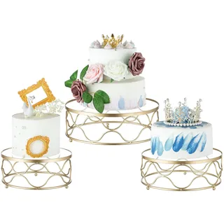 NUPTIO Gold Kuchenständer Rund Tortenständer: Set 3 Stück Cupcake Ständer Metall Dessert Display Tablett mit Acrylplatte für Hochzeit Geburtstag Party Baby Dusche Weihnachten Dekorationen