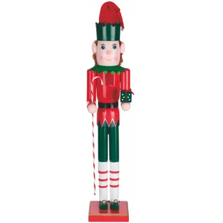 GALILEO Weihnachtsnussknacker Elfe aus Holz, Höhe 80 cm, Santa's House
