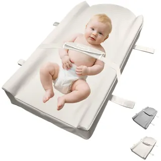 Baby Wickelauflage, Portabilität Wickelunterlage mit Sicherheitsgurt,Weich Rutschfest Wasserdicht Abwaschbar Leichtgewicht Wickelmatte Leicht zu reinigen für den Windelwechsel unterwegs Beige