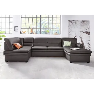 sit&more Wohnlandschaft »Pisa U-Form« mit Federkern, wahlweise mit Bettfunktion, braun