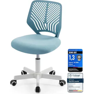 Bürostuhl Ergonomischer ohne Armlehne, mit Rollen & Höhenverstellung , Blau , Metall , 55x79x55 cm , Büromöbel, Bürostühle, Drehstühle