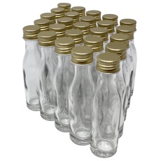25 x 20 ml Glasflaschen mit Schraubverschluss | auslaufsicher | transparent | Likörflasche | Schnapsflasche | Ölflasche | Gewürzflasche | Duftflasche | Dekorationsflasche | Mini-Flasche zum Befüllen