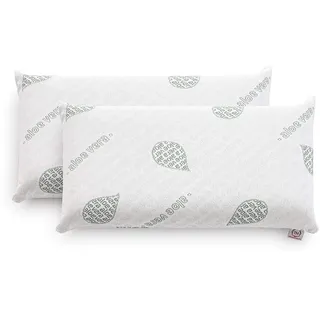 Textilhome 2er-Set Visco-Kissen 75 cm Aloe Vera Memory Foam Viskokern
