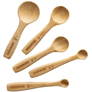 Fackelmann Messlöffel-Set – 5-teilig aus 100% FSC-zertifiziertem Holz, 5-teilig, für präzises Dosieren von Gewürzen und Trockenzutaten, Reinigung per Hand