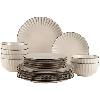 Mäser Kombiservice , Hellbraun , Keramik , 18-teilig , 650 ml , Geschirr, Geschirrsets, Kombiservice