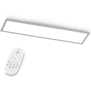 EGLO LED Büro-Deckenleuchte Bottazzo, Panel mit Fernbedienung, 3200 Lumen | Deckenlampe flach 100x25 cm, Lampe Decke Wohnzimmer, dimmbar, Küchenlampe warmweiß – kaltweiß, Silber