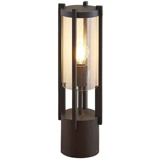 Lucande Außenleuchte Brienne (spritzwassergeschützt (Modern) in Schwarz aus Aluminium (1 flammig, E27) - Wegeleuchte Pollerleuchte Wegelampe Sockelleuchte