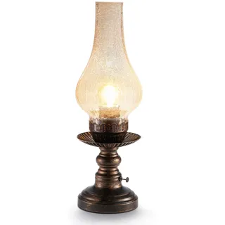 INTELIVE Kabellos Tischlampe Vintage Tischleuchte Ohne Kabel Akku Aufladbar | Touch Dimmbar, LED Keine Glas Lampe, Retro Antik Nachttischlampe Schlafzimmer Wohnzimmer Fensterbank Landhaus Deko