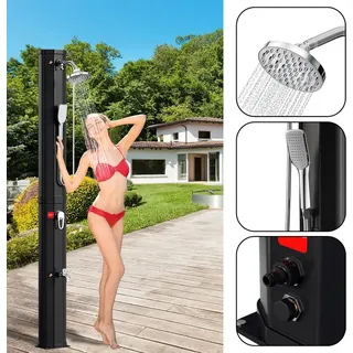 Yakimz Solardusche Solar Gartendusche Shower Dusche Pooldusche Campingdusche 60L (mit Schutzabdeckungmit HandbrauseSchwarz) - Schwarz
