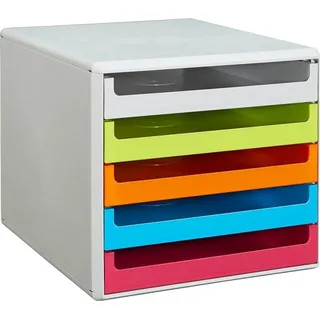 M&M Schubladenbox 28,5 x 26 x 35,7 cm 1-tlg. grau/grün/orange/blau/rot