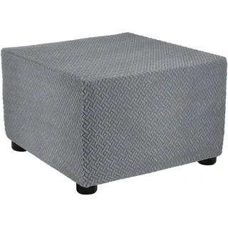 QUARKZMAN 1 Stück Ottomane Schonbezug Hockerbezug, für Länge 57-70cm Hocker Hussen für Fußhocker, Stretch Bezug Waschbar Ottomane Abdeckung Überzug Hocker Protector - Hellgrau