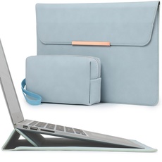 HYZUO 13 Zoll Laptop Hülle Laptophülle mit Standfunktion für MacBook Air 13 M3 A3113 M2 M1 2024-2018, MacBook Pro 13 M2 M1 2024-2016, XPS 13, Surface Pro 10/9, mit Zubehörtasche, Blass Blau(Smiley)