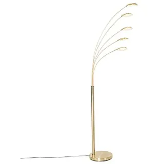 QAZQA - Design Stehleuchte I Stehlampe I Standleuchte I Lampe I Leuchte Messing inkl. LED 5-flammig - Sixties Trento Touch-funktion Dimmer I Dimmbar I Wohnzimmer I Schlafzimmer - Stahl Rund - I (nicht