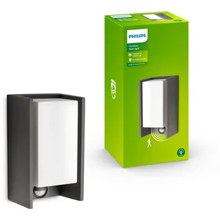 Philips Außenwandleuchte Aluminium, Kunststoff, Metall 21,2 cm inkl. Bewegungsmelder grau